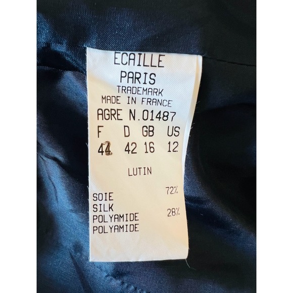 Ecaille Paris Silk Jacket Blazer Sz 12 Preowned Buttons Closure - Picture 9 of 14